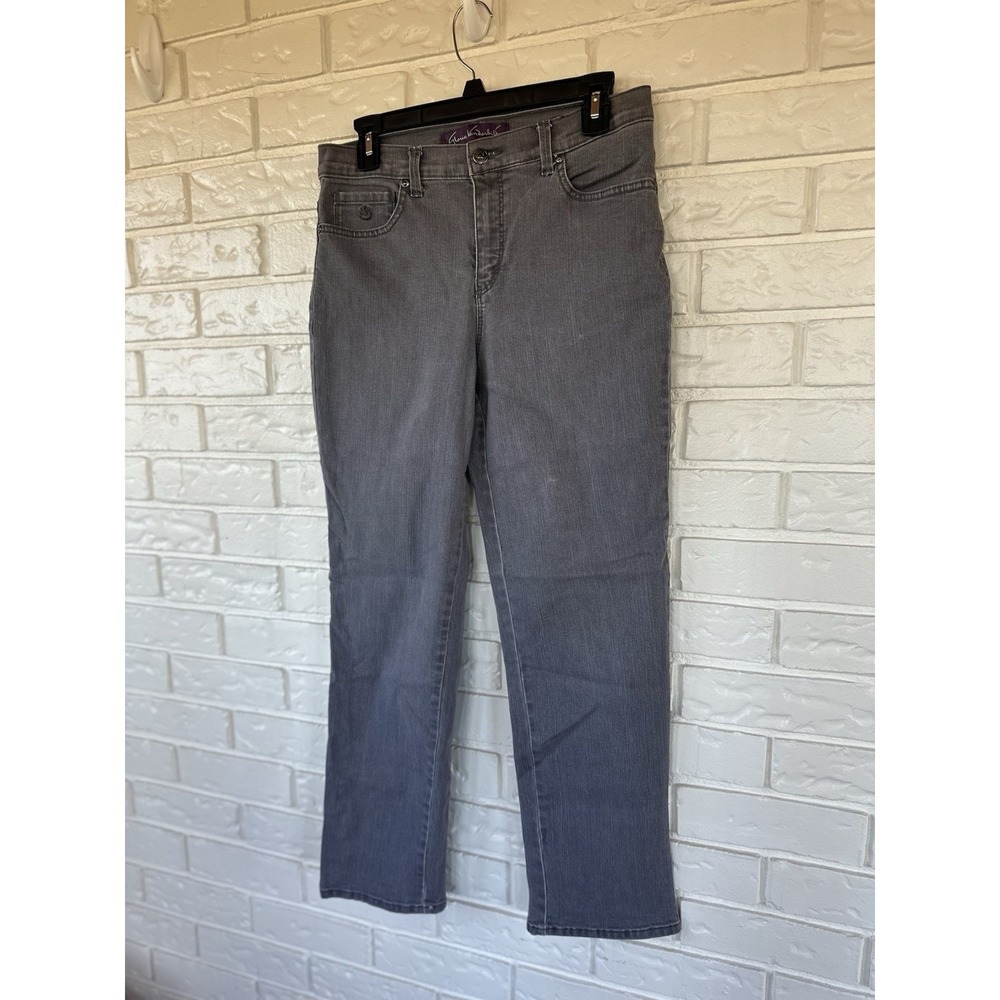 Gloria Vanderbilt Gray Straight Leg Jeans Women's Size 8 Embroidered Pockets - Picture 6 of 7